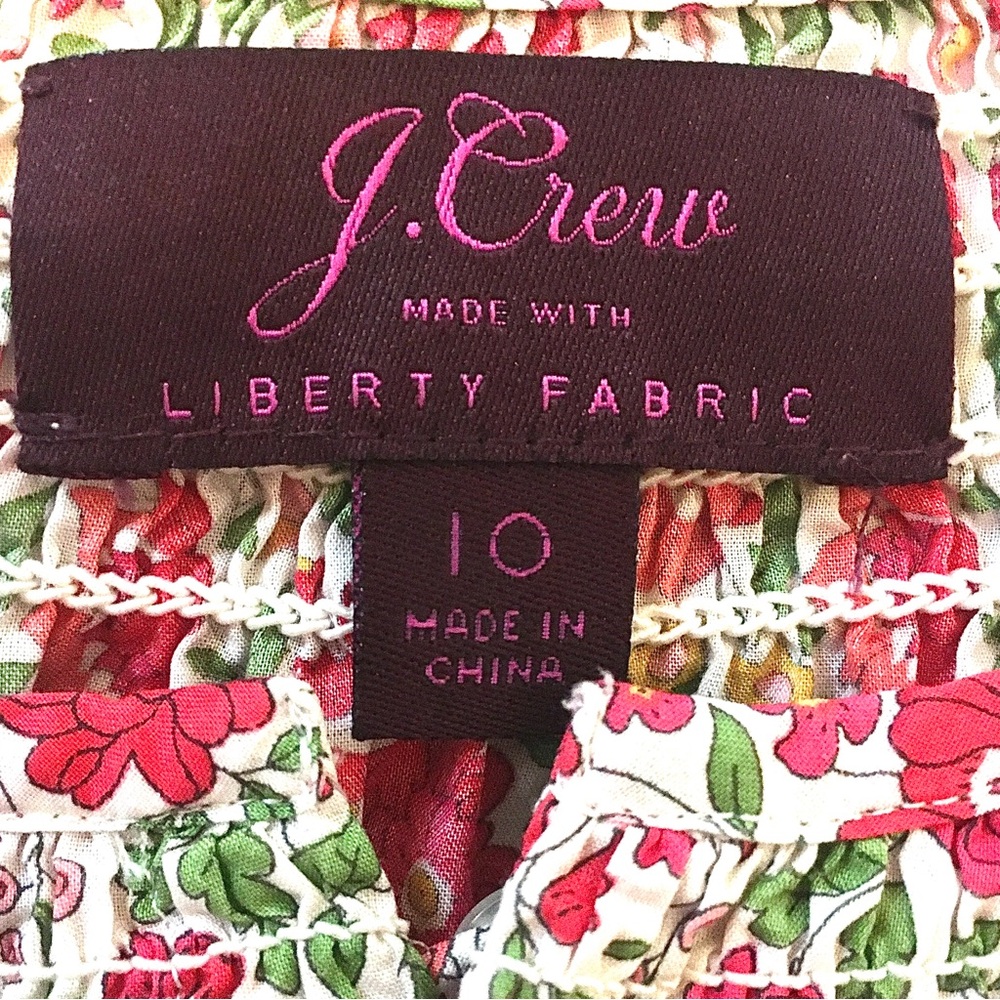 JCrew Peasant Blouse Liberty D'anjo Floral Popover Shirt Top Red White Pink 10 - Picture 10 of 16